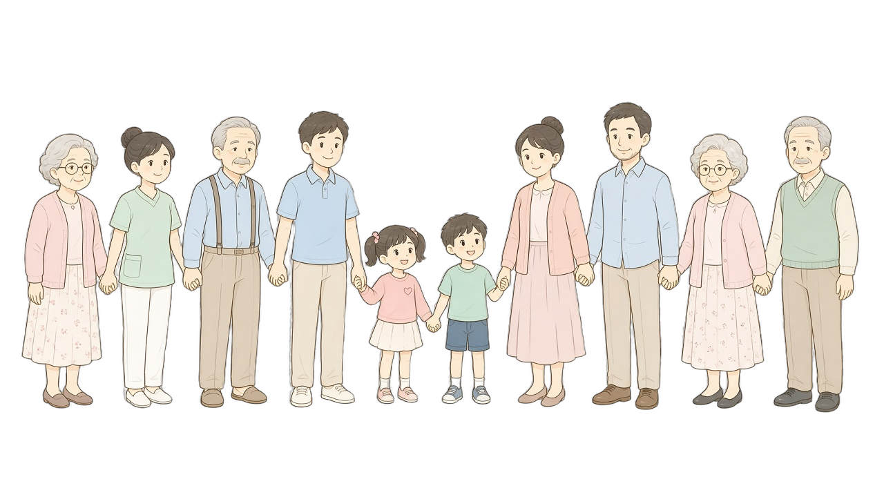 みんなで手をつなぐイラスト